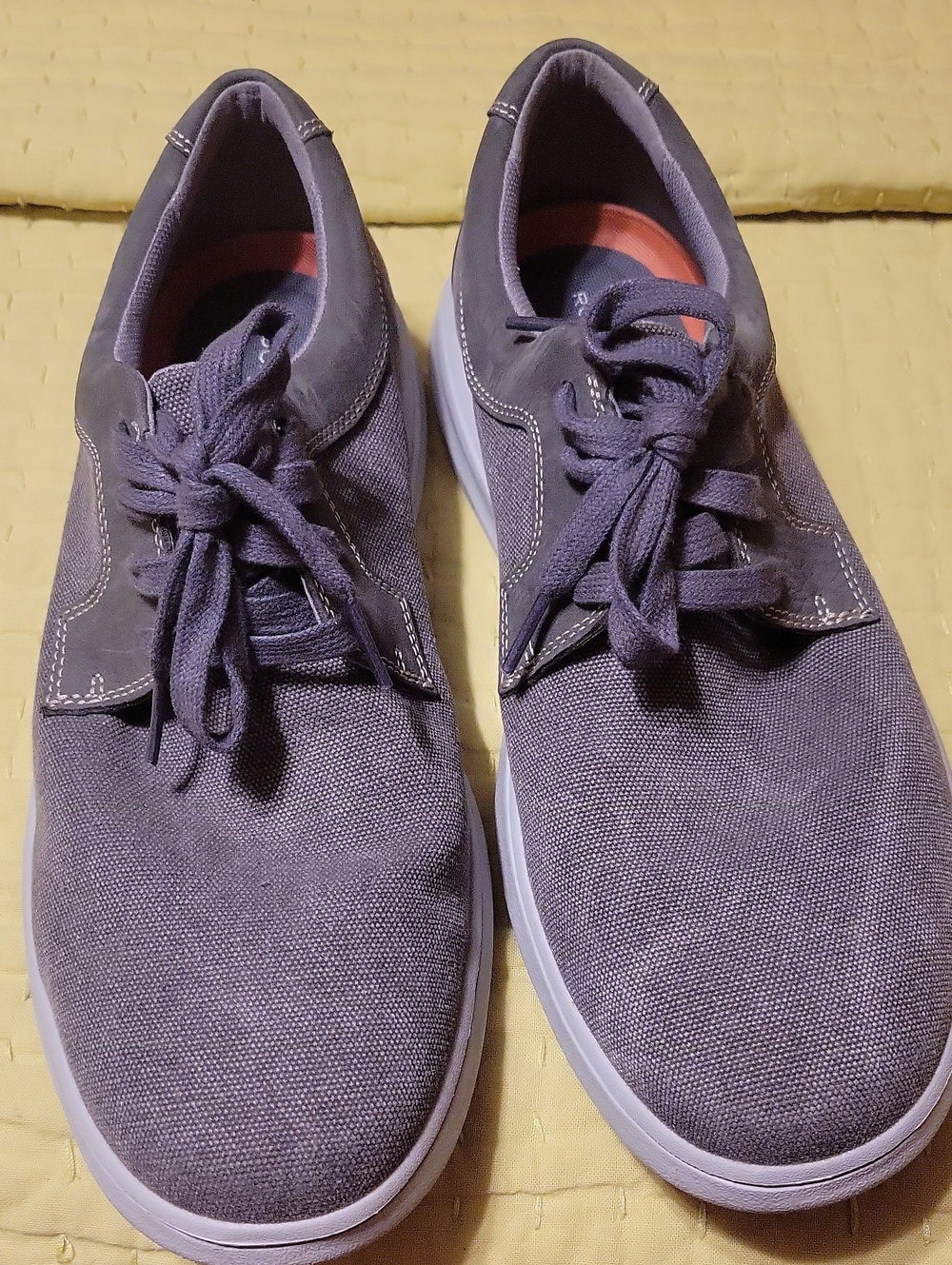Rockport Men's Gray Canvas Slip-On Style Lace Shoes